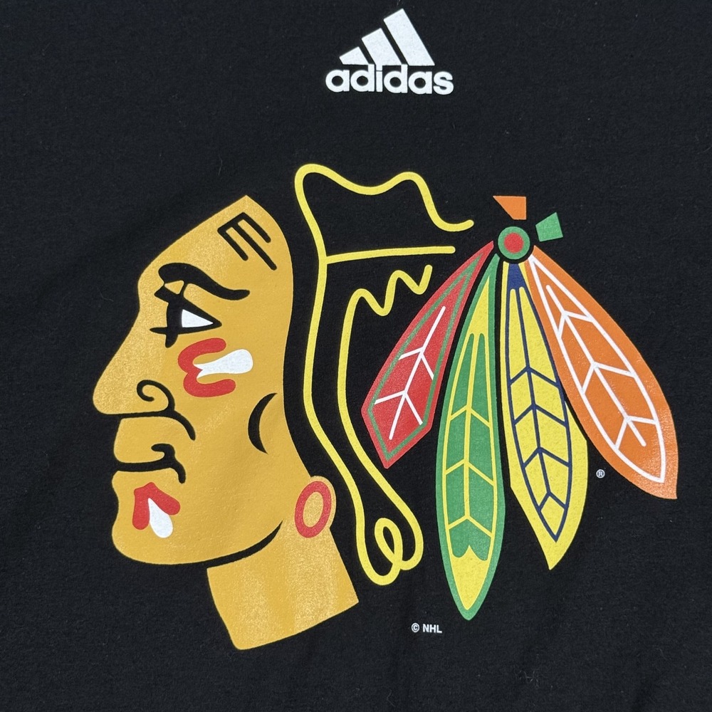 Chicago Blackhawks Shirt Mens Medium Black NHL‎ Hockey Adidas Go To Tee T-Shirt
